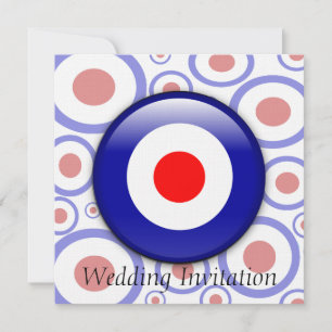 3d Mod Target sixties pattern Wedding invitation
