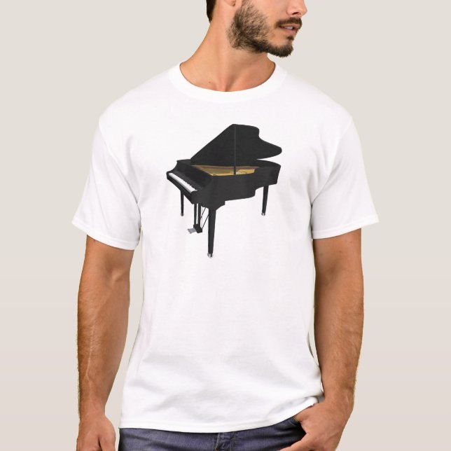 3D Model: Black Grand Piano: T-Shirt (Front)