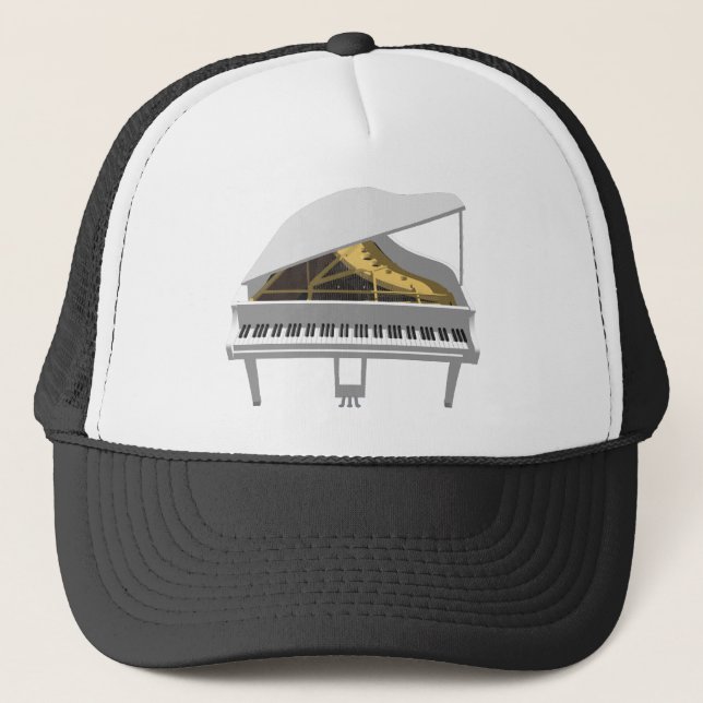 3D Model: White Grand Piano: Trucker Hat (Front)