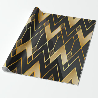3d modern abstract wallpaper. Golden lines and tra Wrapping Paper