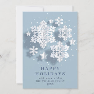3D Modern Elegant Snowflakes Christmas Greeting Holiday Card