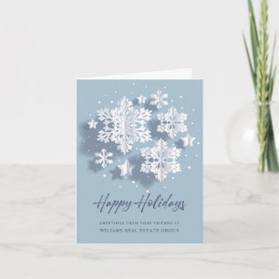 3D Modern Snowflake Christmas Corporate Greeting Holiday Card