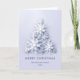 3D Modern Snowflake Christmas Tree Greeting Holiday Card