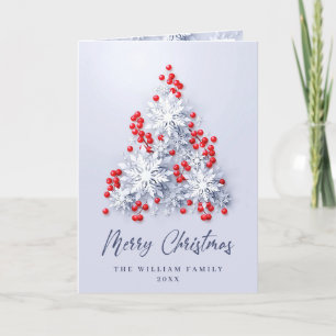 3D Modern Snowflake Christmas Tree Greeting Holiday Card