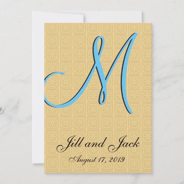3d Monogram Embossed Gold Invitation (Front)