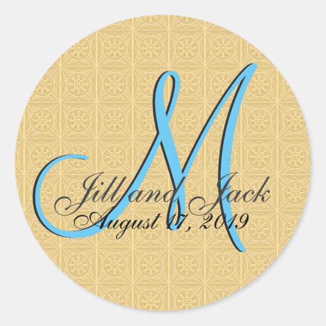 3d Monogram Faux Fake Embossed Gold Classic Round Sticker (Front)