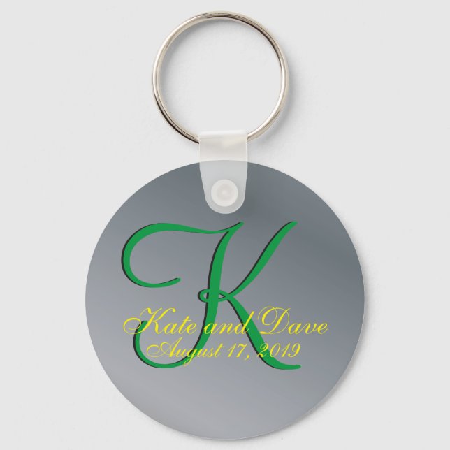 3d Monogram Faux Pewter Amazing Fun keychain (Front)