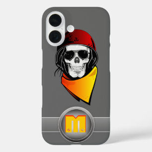 3D Monogram Red Helmet Rebel Skull iPhone 16 Case