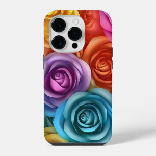 3D Multi-Coloured Roses iPhone 14 Pro Case