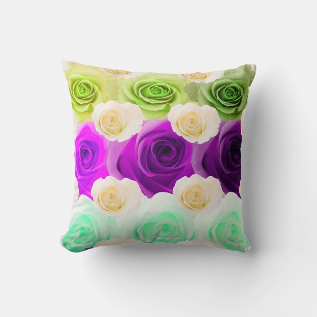 3D Multicolor Rose Pillow (Front)