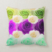 3D Multicolor Rose Pillow