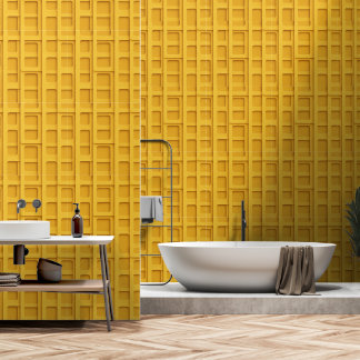 3D Mustard Grid Box Panels -Peel & Stick Wallpaper