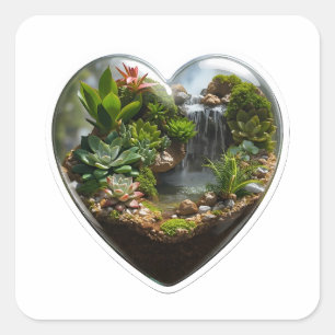 3D Nature Terrarium Heart Waterfall Sticker