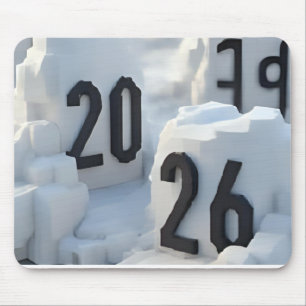 3D Number Design for New Year 2026 Mouse Pad
