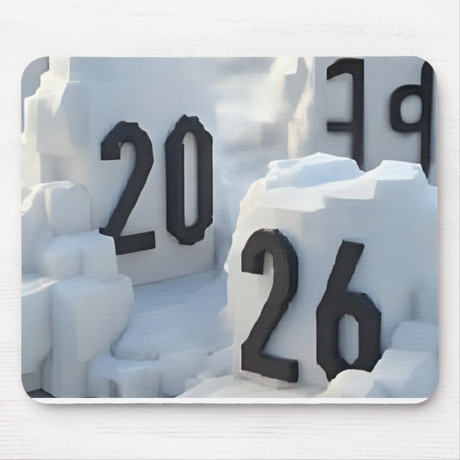 3D Number Design for New Year 2026 Mouse Pad (Front)