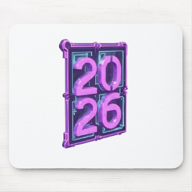 3D Number Design for New Year 2026 Mouse Pad (Front)