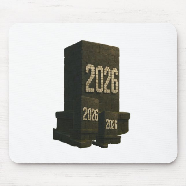 3D Number Design for New Year 2026 Mouse Pad (Front)