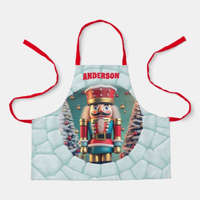 3D Nutcracker Christmas Personalised Kids Apron (Front)