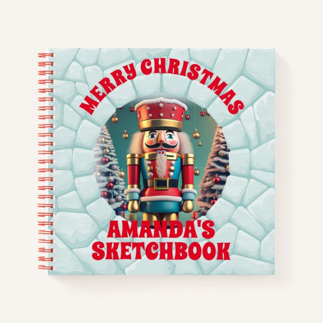3D Nutcracker Christmas Personalised Kids Notebook (Front)