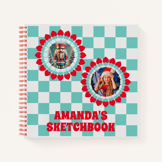 3D Nutcracker Christmas Personalised Kids Photo Notebook (Front)