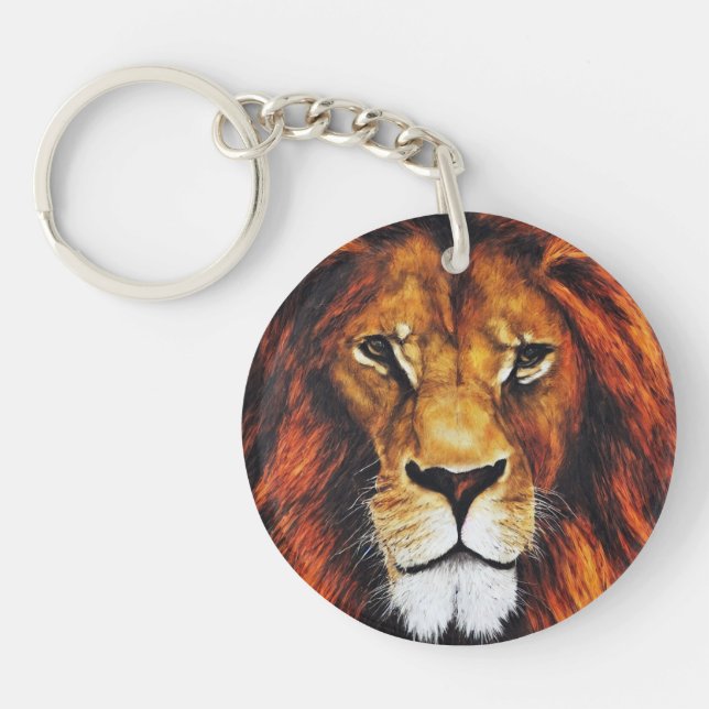 3d oil painting of a lion key ring (Front)