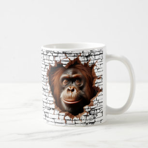 3D Orangutan Wall Break Art – Realistic Safari Coffee Mug