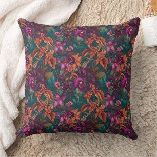 3d orchid in vibrant colours  cushion