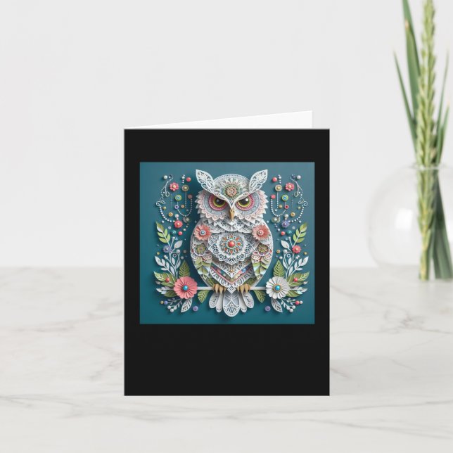 3d Owl #10 Sticker  Card (Front)
