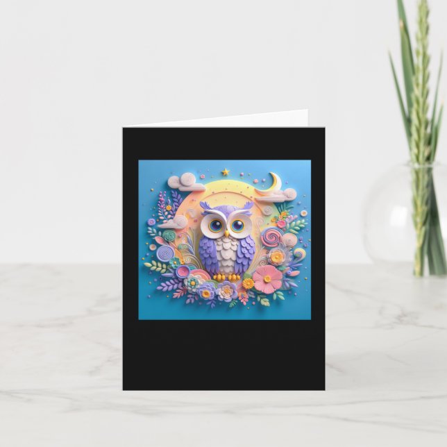 3d Owl #2 Sticker  Card (Front)