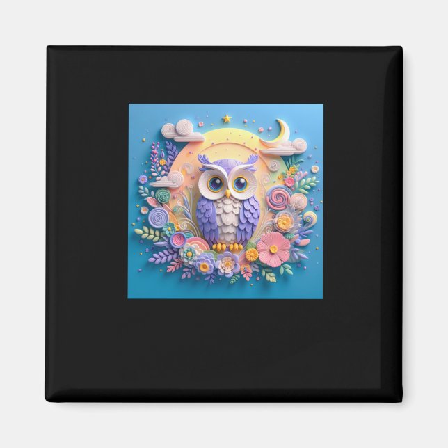 3d Owl #2 Sticker  Magnet (Front)