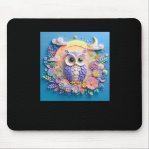 3d Owl #2 Sticker Mouse Pad