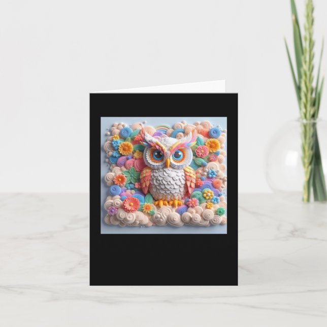 3d Owl #4 Sticker  Card (Front)