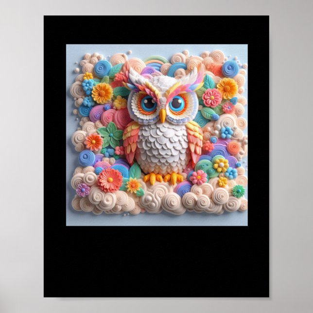 3d Owl #4 Sticker  Poster (Front)