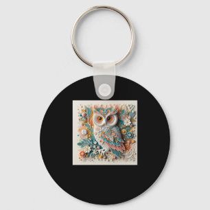 3d Owl #7 Sticker Key Ring