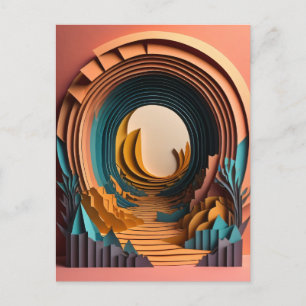 3D Paper Art Design T-shirt  Postcard