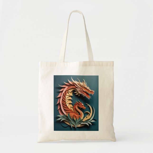 3D Paper Art Dragon Design T-shirt  Tote Bag (Front)