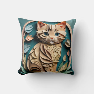 3D Paper Art Kitten Design T-shirt Cushion