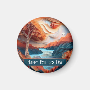 3D Paper Art Trees River Father's Day Magnet