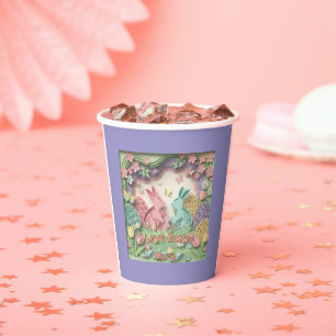 3D Paper Cut Bunny & Easter Eggs Party Cups