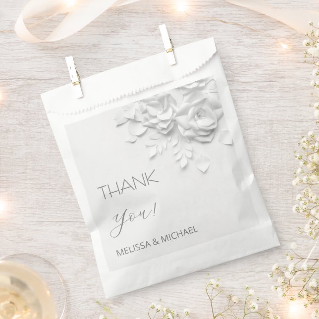 3D Paper Cut Roses Wedding Thank You Favour Bag (Clipped)