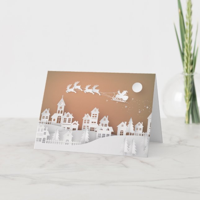 3D Paper Cut Village Holiday Card (Front)