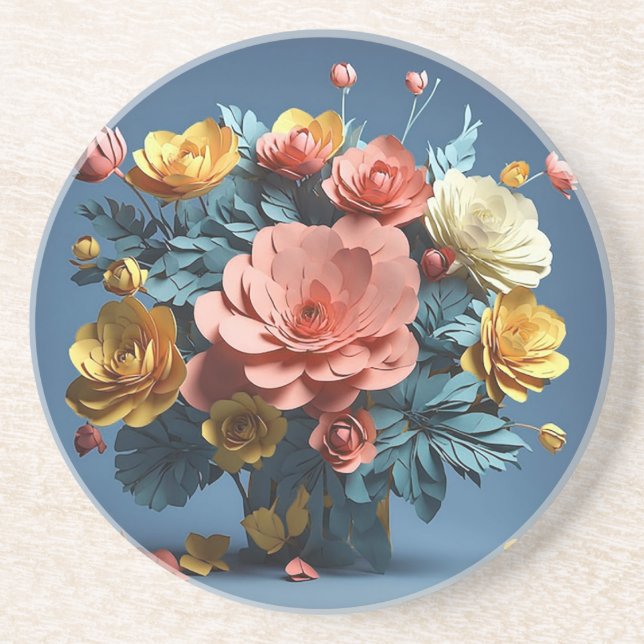 3d paper flowers coaster (Front)