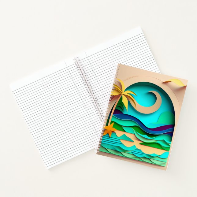 3D Papercraft Tropical Beach Notebook (Inside)