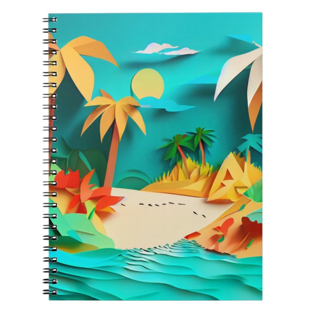3D Papercraft Tropical Beach Notebook (Front)
