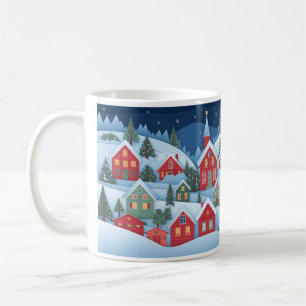 3D Papercut Christmas Village Coffee Mug
