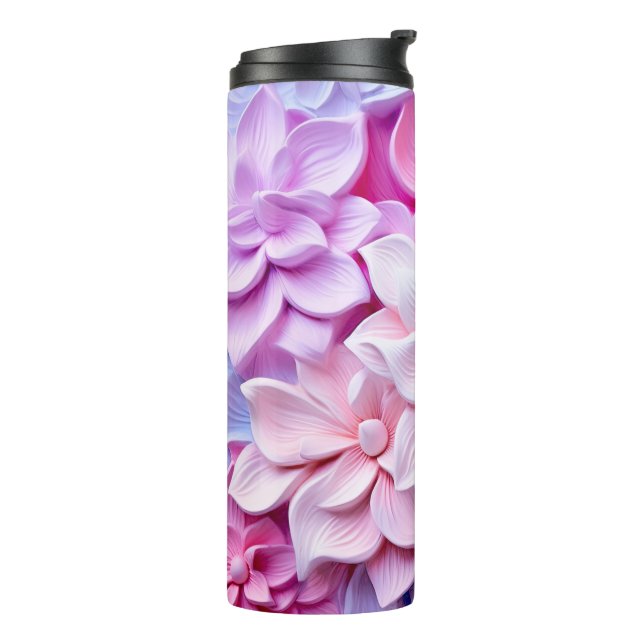 3D Pastel Flower Pattern Thermal Tumbler (Rotated Left)
