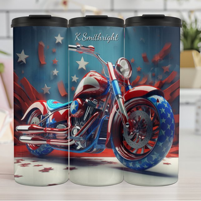 3D Patriotic Motorcycle Stars Thermal Tumbler (Creator Uploaded)