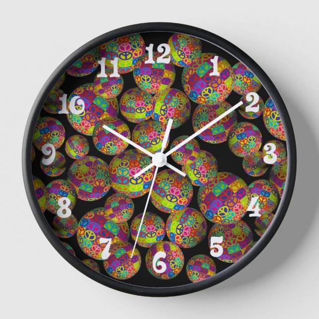 3D Peace Sign Balls Clock (Front)