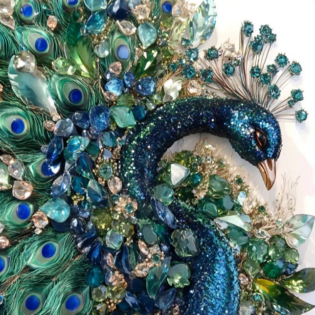 3D Peacock Cushion with Rubies, Emeralds,  (
This is my original design, featuring a majestic peacock adorned with rubies, )