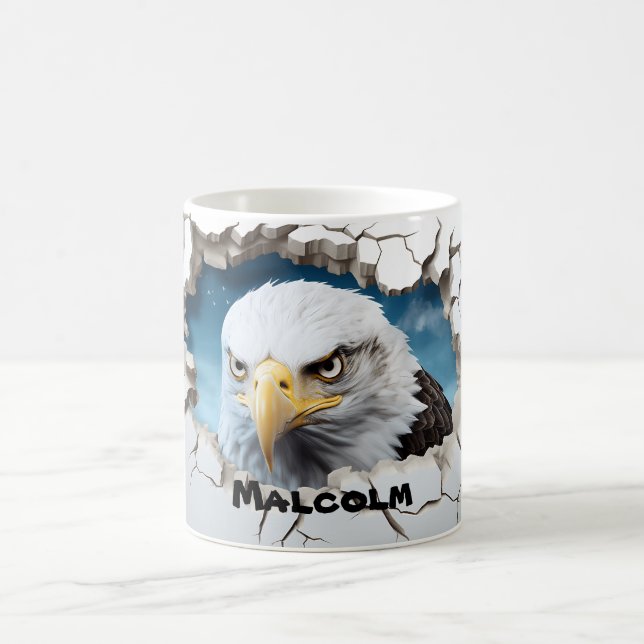 3D Personalised Name Winter American Bald Eagle  Coffee Mug (Center)